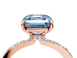 Rose gold Fancy Blue Asscher  Cut Diamond Ring with Pavé Band and Four-Prong Setting_21