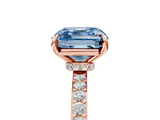 Rose gold Fancy Blue Asscher  Cut Diamond Ring with Pavé Band and Four-Prong Setting_22