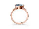 Rose gold Fancy Blue Asscher Cut Diamond Ring with Side Stones and Four-Prong Setting_61