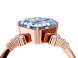 Rose gold Fancy Blue Asscher Cut Diamond Ring with Side Stones and Four-Prong Setting_62