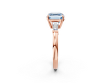 Rose gold Fancy Blue Asscher  Cut Diamond Ring with Tapered Baguette Side Stones in Four-Prong Setting_5