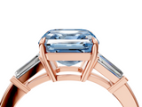 Rose gold Fancy Blue Asscher  Cut Diamond Ring with Tapered Baguette Side Stones in Four-Prong Setting_7