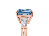 Rose gold Fancy Blue Asscher  Cut Diamond Ring with Tapered Baguette Side Stones in Four-Prong Setting_8