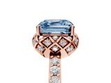 Rose gold Fancy Blue Asscher Cut Diamond Scalloped Halo Engagement Ring with Round Shared Prong Band_17