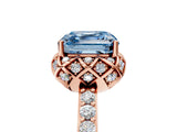Rose gold Fancy Blue Asscher Cut Diamond Scalloped Halo Engagement Ring with Round Shared Prong Band_29