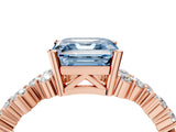 Rose gold Fancy Blue Asscher Cut Diamond Scattered Round Accent Ring with Prong Setting_16