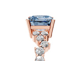 Rose gold Fancy Blue Asscher Cut Diamond Scattered Round Accent Ring with Prong Setting_17