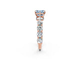 Rose gold Fancy Blue Asscher Cut Diamond Side Stone Engagement Ring with Four-Prong Setting_26