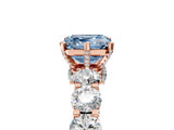Rose gold Fancy Blue Asscher Cut Diamond Side Stone Engagement Ring with Four-Prong Setting_29