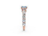 Rose gold Fancy Blue Asscher Cut Diamond Side Stone Engagement Ring with Four-Prong Setting_38