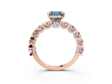 Rose gold Fancy Blue Asscher Cut Diamond Side Stone Engagement Ring with Four-Prong Setting_39