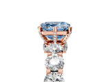 Rose gold Fancy Blue Asscher Cut Diamond Side Stone Engagement Ring with Four-Prong Setting_41