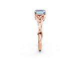 Rose gold Fancy Blue Asscher Cut Diamond Solitaire Celtic Knot Ring with Four-Prong Setting_36
