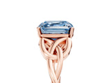 Rose gold Fancy Blue Asscher Cut Diamond Solitaire Celtic Knot Ring with Four-Prong Setting_39