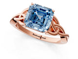 Rose gold Fancy Blue Asscher Cut Diamond Solitaire Celtic Knot Ring with Four-Prong Setting_43