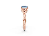 Rose gold Fancy Blue Asscher Cut Diamond Solitaire Celtic Knot Ring with Four-Prong Setting_44
