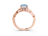 Rose gold Fancy Blue Asscher Cut Diamond Solitaire Celtic Knot Ring with Four-Prong Setting_45