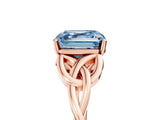Rose gold Fancy Blue Asscher Cut Diamond Solitaire Celtic Knot Ring with Four-Prong Setting_47