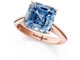 Rose gold Fancy Blue Asscher Cut Diamond Solitaire Engagement Ring with Cathedral Setting and Four-Prong Mount_25