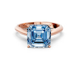 Rose gold Fancy Blue Asscher Cut Diamond Solitaire Engagement Ring with Cathedral Setting and Four-Prong Mount_72