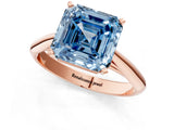 Rose gold Fancy Blue Asscher Cut Diamond Solitaire Engagement Ring with Cathedral Setting and Four-Prong Mount_73