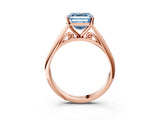 Rose gold Fancy Blue Asscher Cut Diamond Solitaire Engagement Ring with Cathedral Setting and Four-Prong Mount_75