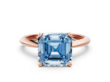 Rose gold Fancy Blue Asscher Cut Diamond Solitaire Engagement Ring with Classic Band and Four-Prong Setting_12