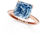 Rose gold Fancy Blue Asscher Cut Diamond Solitaire Engagement Ring with Classic Band and Four-Prong Setting_13