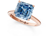 Rose gold Fancy Blue Asscher Cut Diamond Solitaire Engagement Ring with Classic Band and Four-Prong Setting_35