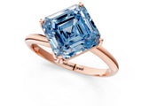 Rose gold Fancy Blue Asscher Cut Diamond Solitaire Engagement Ring with Four-Prong Setting and Classic Band_55