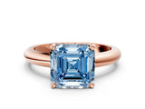 Rose gold Fancy Blue Asscher Cut Diamond Solitaire Engagement Ring with Round Band and Four-Prong Setting_89