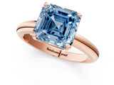 Rose gold Fancy Blue Asscher Cut Diamond Solitaire Engagement Ring with Round Band and Four-Prong Setting_90