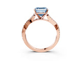 Rose gold Fancy Blue Asscher Cut Diamond Solitaire Engagement Ring with Twisted Pavé Band and Four-Prong Setting_58