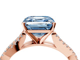 Rose gold Fancy Blue Asscher Cut Diamond Solitaire Engagement Ring with Twisted Pavé Band and Four-Prong Setting_59