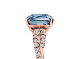 Rose gold Fancy Blue Asscher Cut Diamond Solitaire Engagement Ring with Twisted Pavé Band and Four-Prong Setting_60