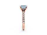 Rose gold Fancy Blue Asscher Cut Diamond Solitaire Pavé Engagement Ring with Round Band and Prong Setting_14