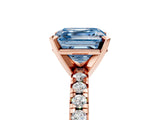 Rose gold Fancy Blue Asscher Cut Diamond Solitaire Pavé Engagement Ring with Round Band and Prong Setting_53