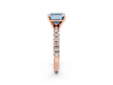 Rose gold Fancy Blue Asscher Cut Diamond Solitaire Pavé Engagement Ring with Round Band and Prong Setting_86