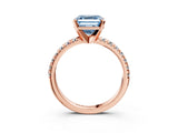 Rose gold Fancy Blue Asscher Cut Diamond Solitaire Pavé Engagement Ring with Round Band and Prong Setting_87