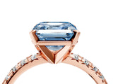 Rose gold Fancy Blue Asscher Cut Diamond Solitaire Pavé Engagement Ring with Round Band and Prong Setting_88