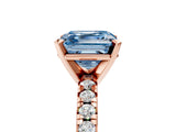 Rose gold Fancy Blue Asscher Cut Diamond Solitaire Pavé Engagement Ring with Round Band and Prong Setting_89