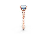 Rose gold Fancy Blue Asscher Cut Diamond Solitaire Ring with Beaded Band and Prong Setting_42