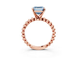 Rose gold Fancy Blue Asscher Cut Diamond Solitaire Ring with Beaded Band and Prong Setting_43