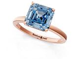 Rose gold Fancy Blue Asscher Cut Diamond Solitaire Ring with Classic Band and Four-Prong Setting_1