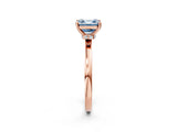 Rose gold Fancy Blue Asscher Cut Diamond Solitaire Ring with Classic Band and Four-Prong Setting_2