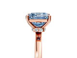 Rose gold Fancy Blue Asscher Cut Diamond Solitaire Ring with Classic Band and Four-Prong Setting_5