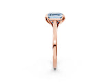 Rose gold Fancy Blue Asscher Cut Diamond Solitaire Ring with Flower Prong Setting and Classic Band_14