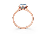 Rose gold Fancy Blue Asscher Cut Diamond Solitaire Ring with Flower Prong Setting and Classic Band_15