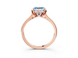 Rose gold Fancy Blue Asscher Cut Diamond Solitaire Ring with Flower Prong Setting and Classic Band_39