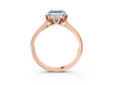 Rose gold Fancy Blue Asscher Cut Diamond Solitaire Ring with Flower Prong Setting and Classic Band_88